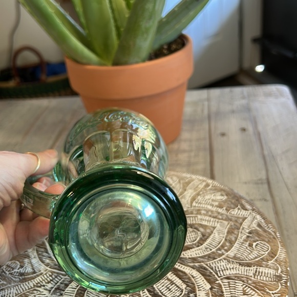 VINTAGE COCA COLA LIBBY GLASSES GREEN GLASS MUGS HEAVY WITH HANDLES SET OF 2 - Picture 5 of 7